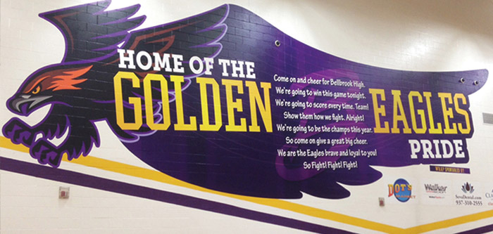 Closeup of Golden Eagles Custom Graphic in Sports Facility