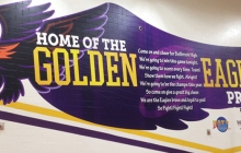 Closeup of Golden Eagles Custom Graphic in Sports Facility